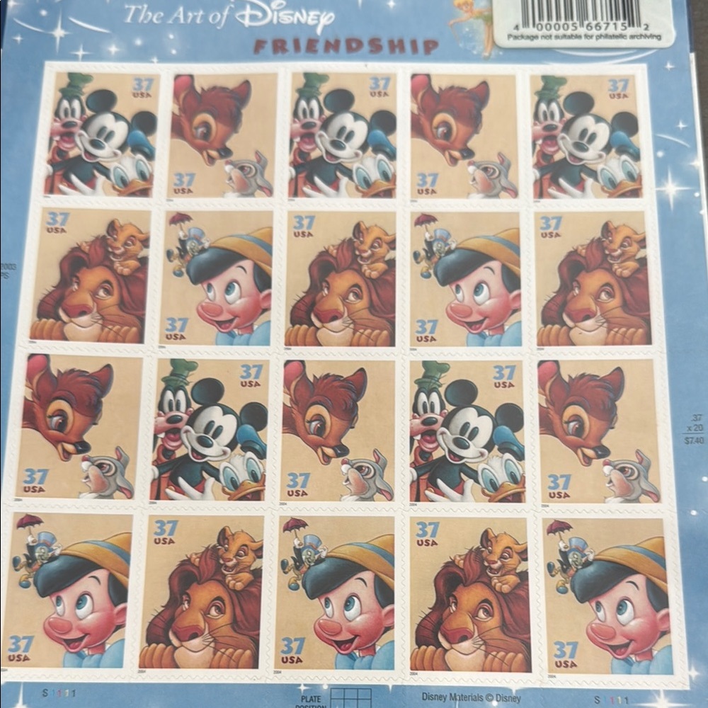Disney Friendship Stamp Sheet - The Art of Disney